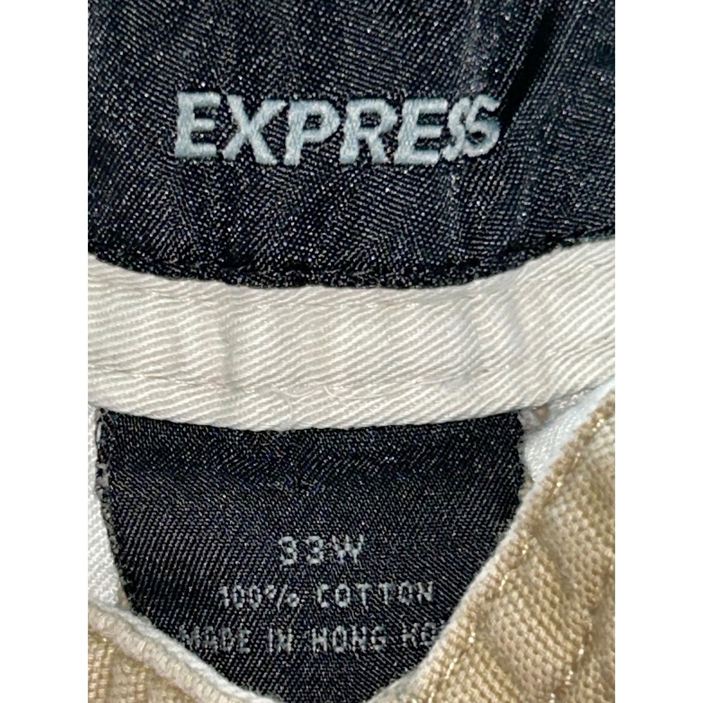 Express Mens Tan Khaki Cargo Shorts Size 33W Cotton Canvas Utility 7951003 - Picture 2 of 7